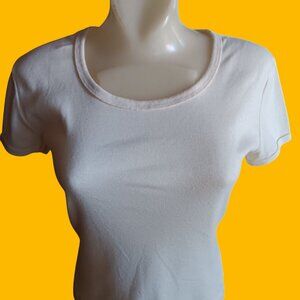 Vintage Women's T-shirt Large Single Stitch Plain White Crewneck Wrangler 80's
